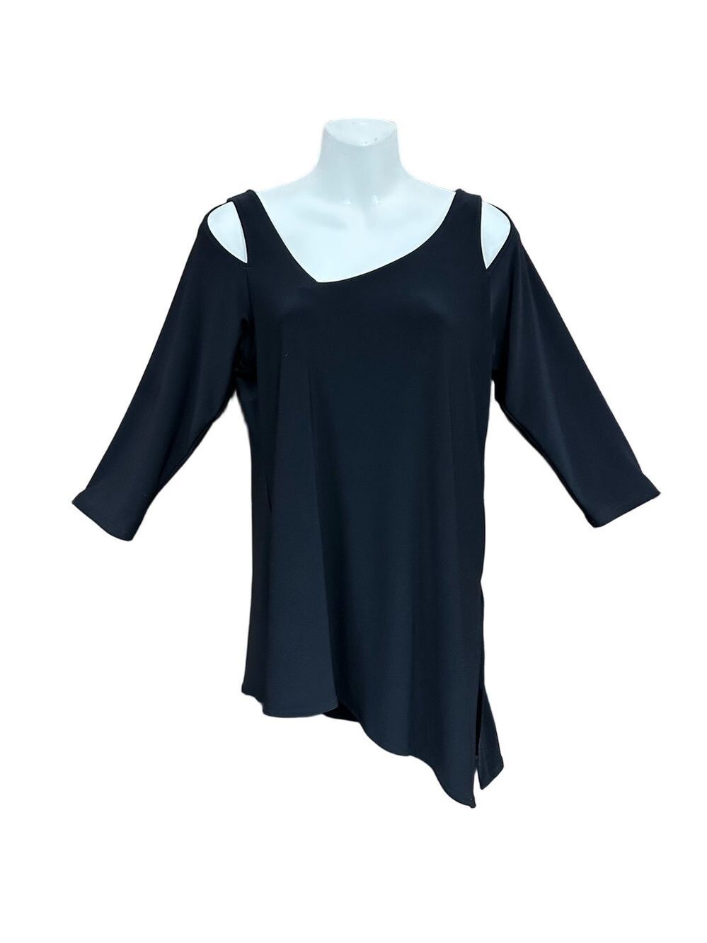 Sympli Focus Asymetrical black top Womens Size 10 cutout Minimalist  tunic top